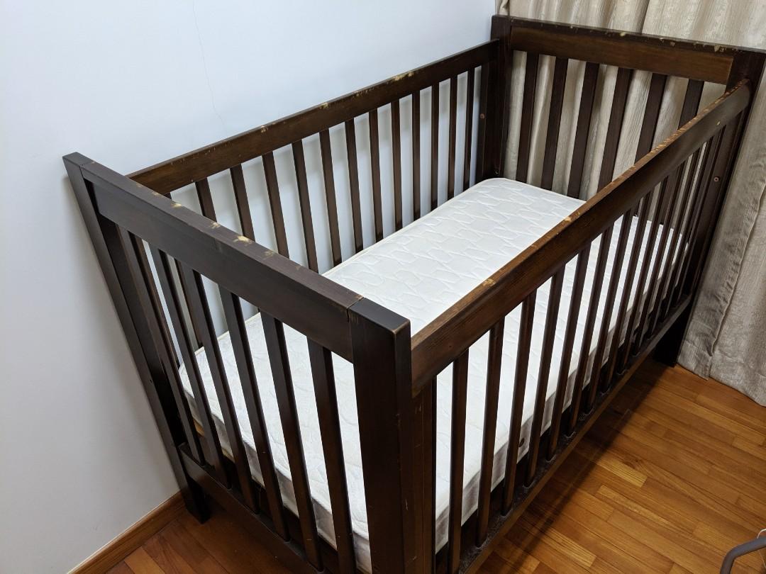 King Parrot Boori baby cot with mattress 64 diapers used good condition Simei pickup Babies Kids Baby Nursery Kids Furniture Cots Cribs on Carousell