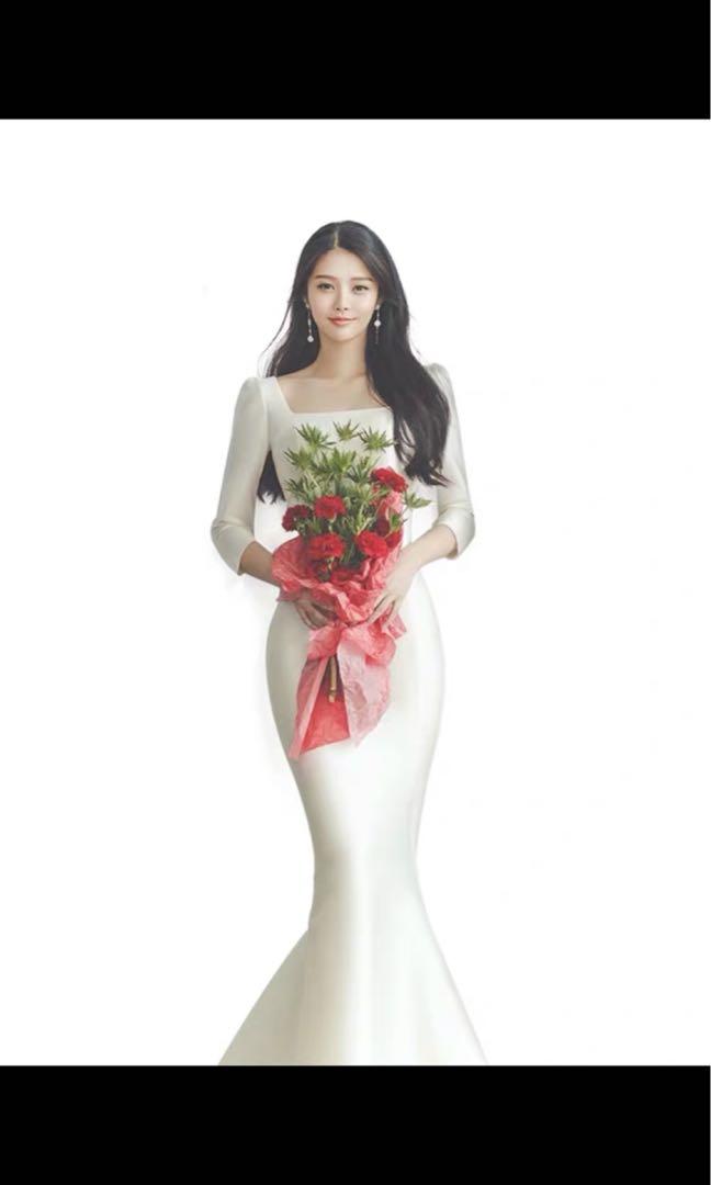Reduce Skinny petite Korean Bodycon fishtail white bridal