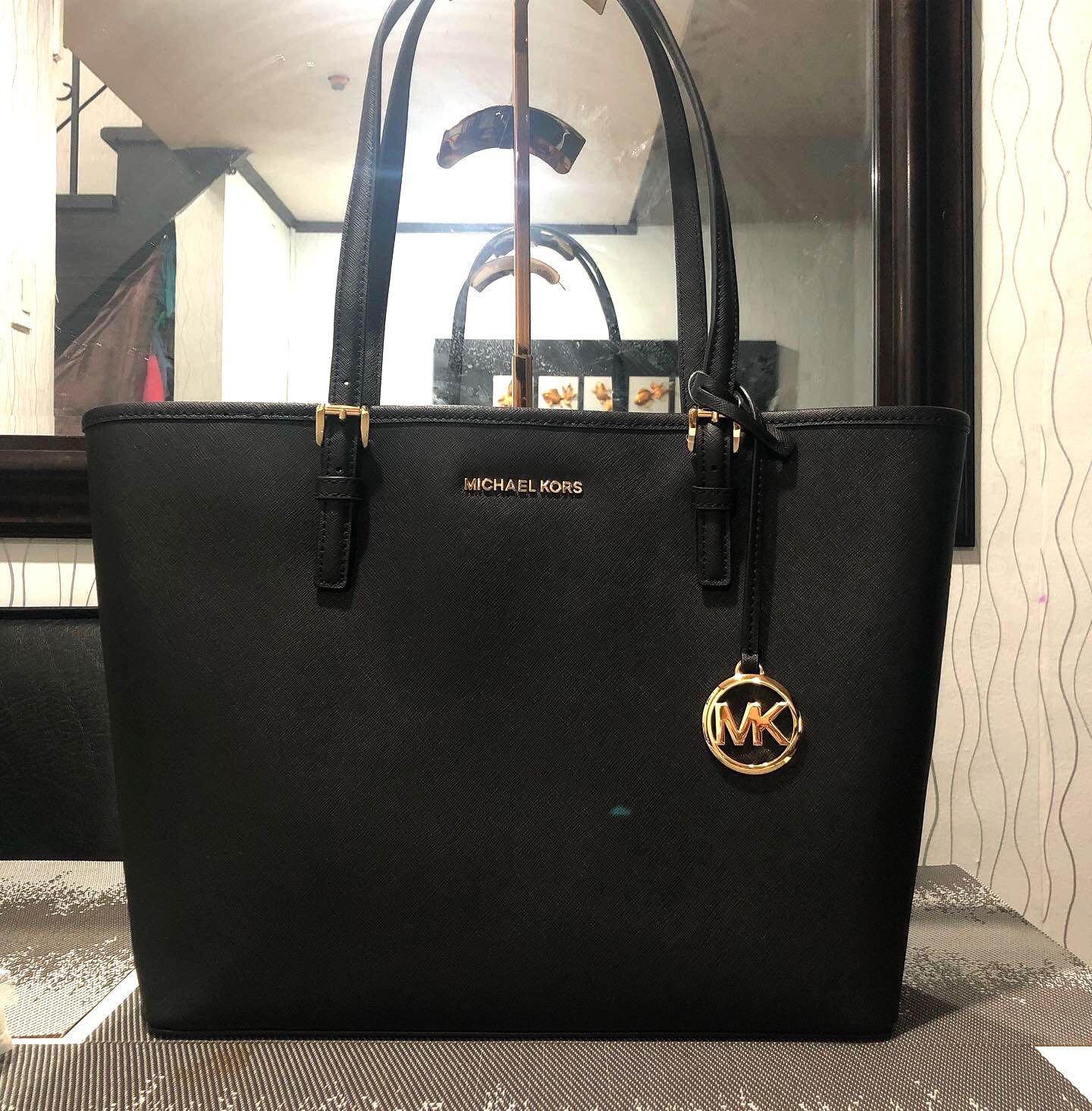 black mk tote bag