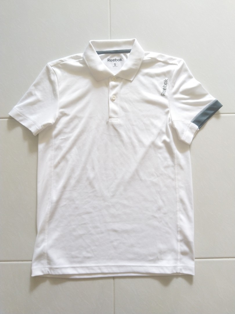 Reebok White Dri Fit Polo Tee Men s Fashion Tops Sets Tshirts