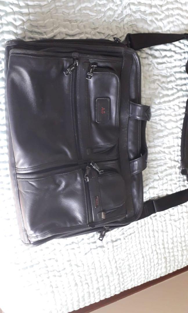 tumi leather laptop bag