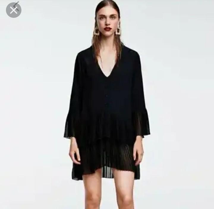 zara pleated blouse dress