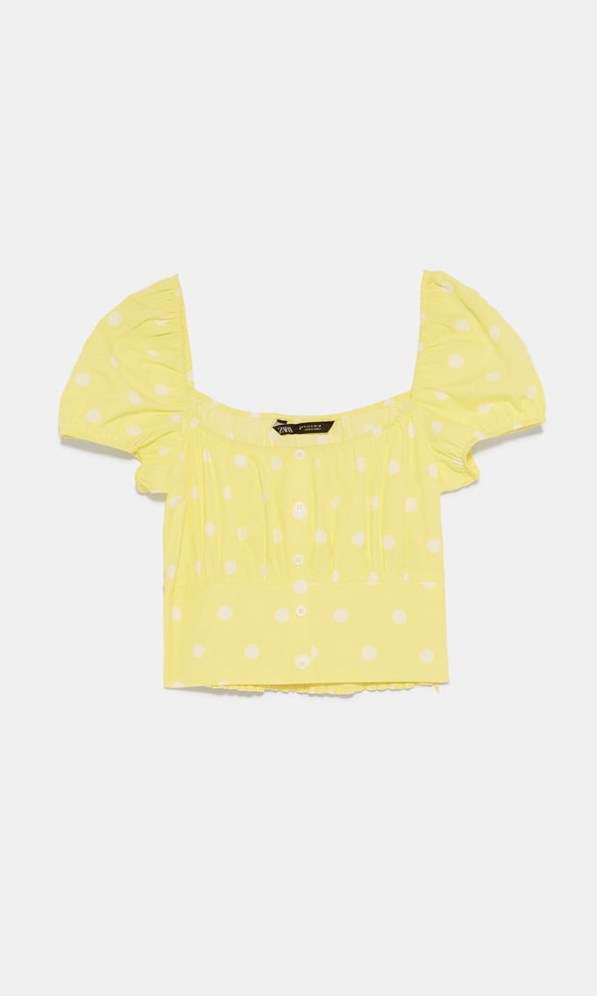 yellow polka dot top zara