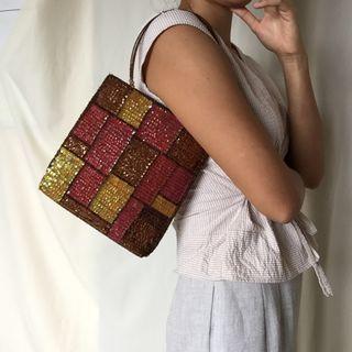 Beaded bag summer color block style perfect for summer or fall nights
