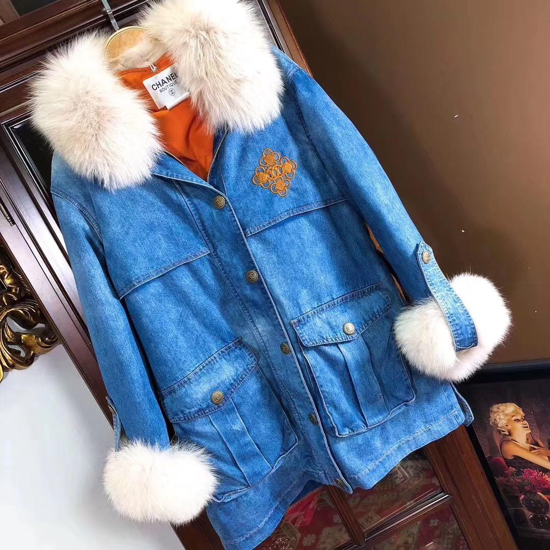 Authentic Chanel Vintage Denim Down Coat / Jacket Women's One Size, Luxury,  Apparel on Carousell