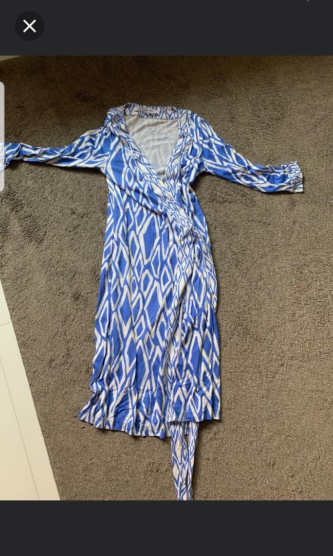 dvf blue wrap dress