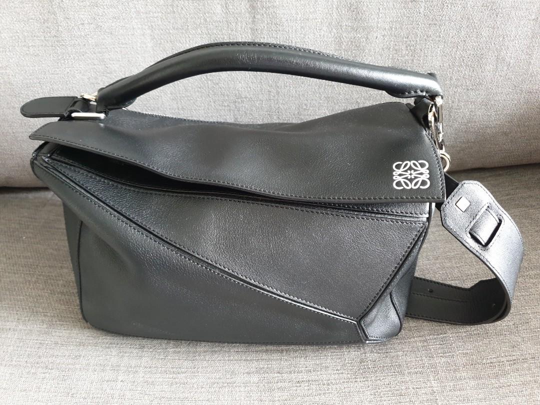 Black Loewe Puzzle Bag, Luxury, Bags 