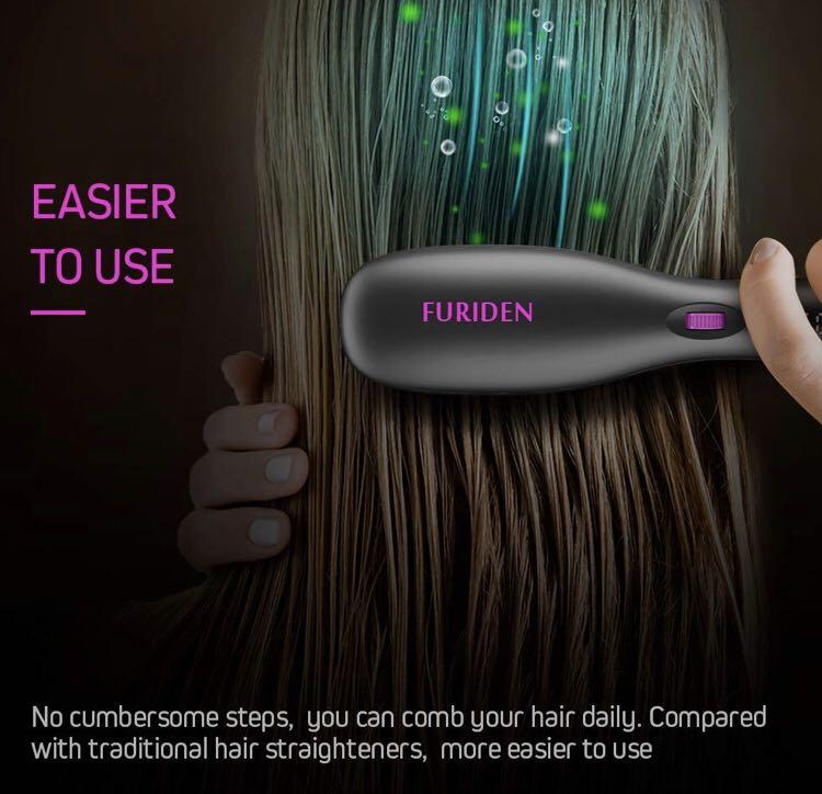 FURIDEN Straightening Brush Professional Straightener Brush for
