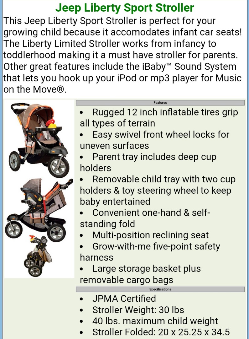 JEEP LIBERTY SPORTS STROLLER USED Babies Kids Going Out Strollers on Carousell