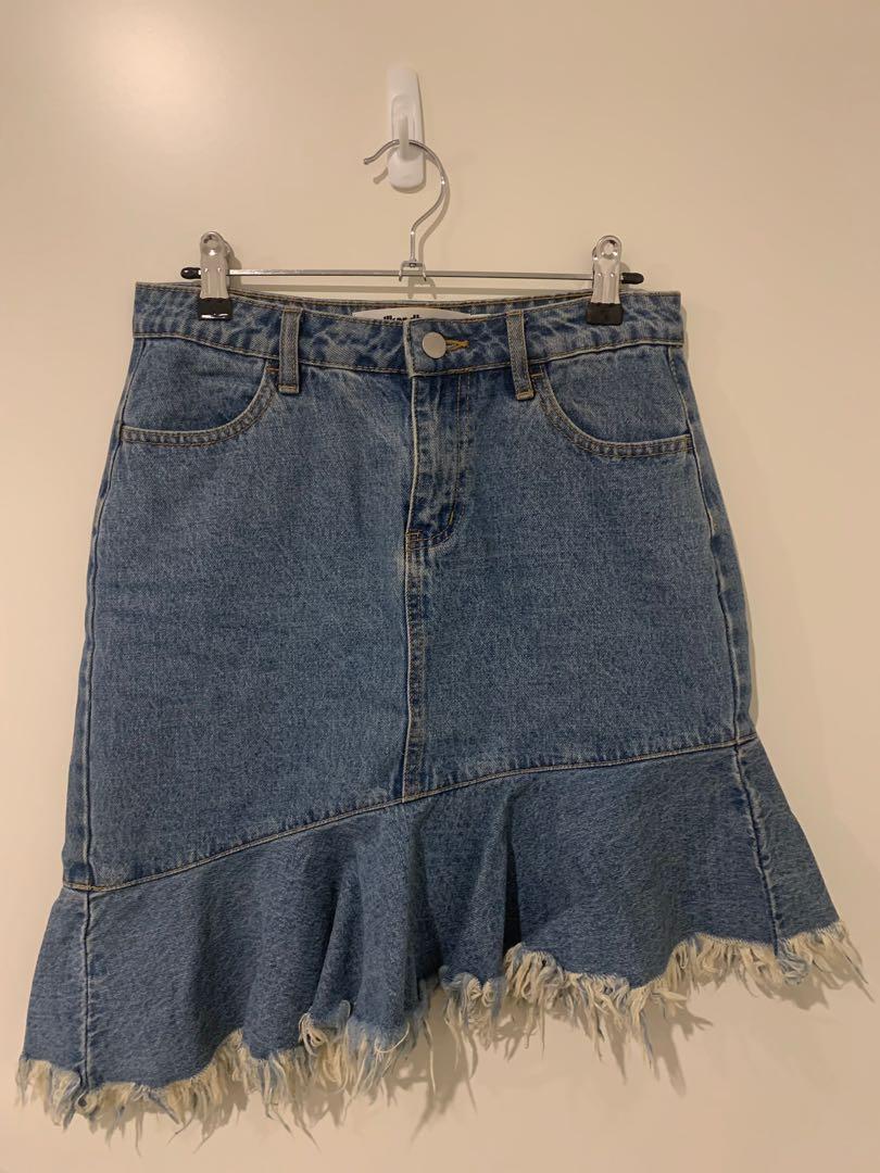 Milk Honey Asymmetrical Demin Skirt 8 Women S Fashion Clothes