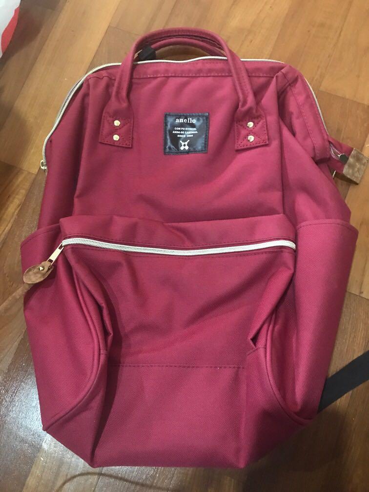 NEW Anello backpack red maroon, Women's Fashion, Bags & Wallets