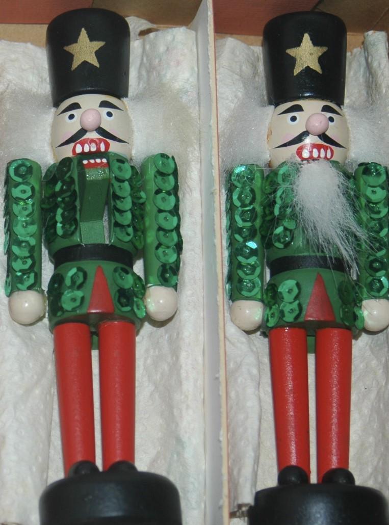 Nutcracker Soldier Glittered Box of 4 (Category: Vintage Collectibles) located in Quezon City. Submitted by inxskolexion (Listing ID 244809378, Image 3). Description: Selling Box of 4 Nutcracker Soldier. Wood. In Glittered outfit. Box of 4, vintage collection. Measures 6 x 2 x 1.5 inches..
