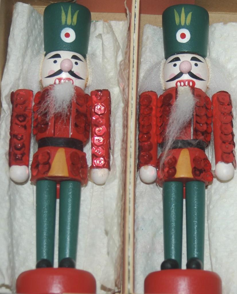 Nutcracker Soldier Glittered Box of 4 (Category: Vintage Collectibles) located in Quezon City. Submitted by inxskolexion (Listing ID 244809378, Image 2). Description: Selling Box of 4 Nutcracker Soldier. Wood. In Glittered outfit. Box of 4, vintage collection. Measures 6 x 2 x 1.5 inches..