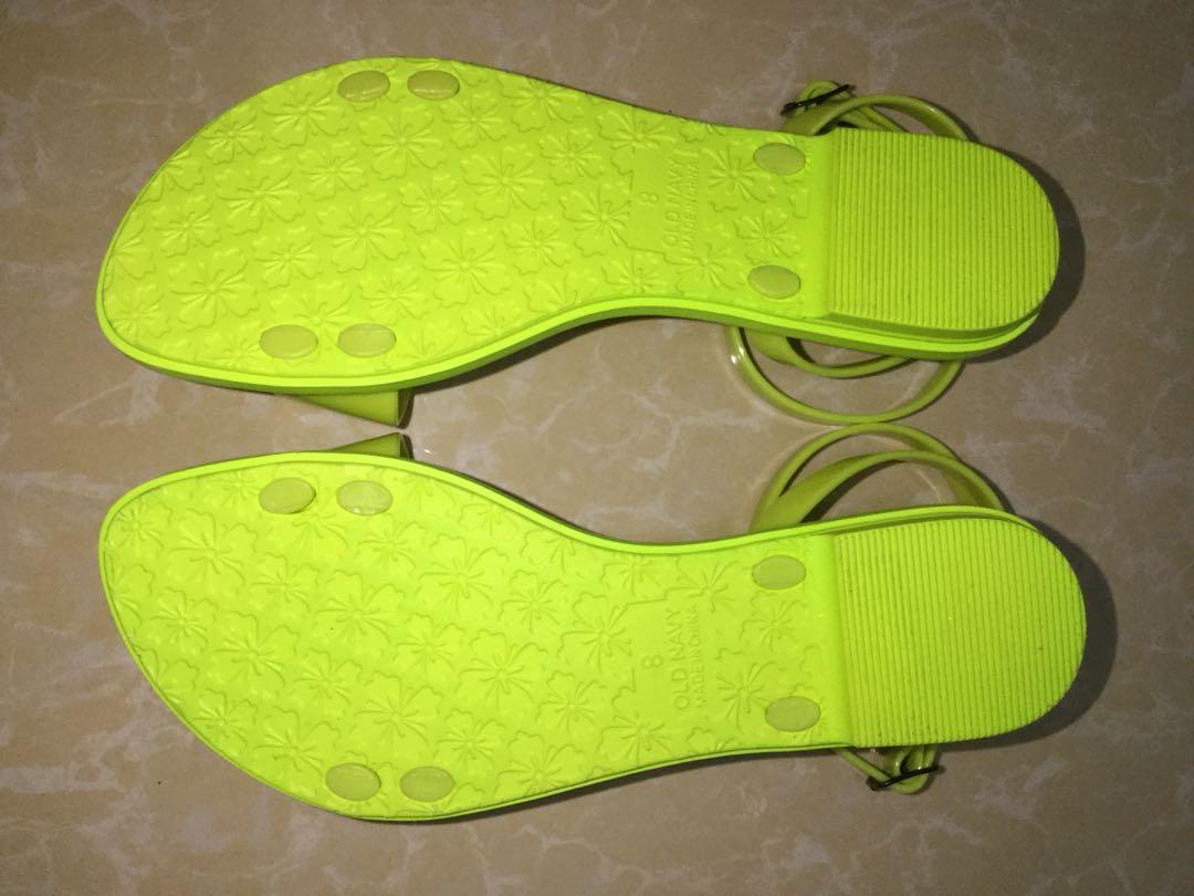 neon green jelly sandals