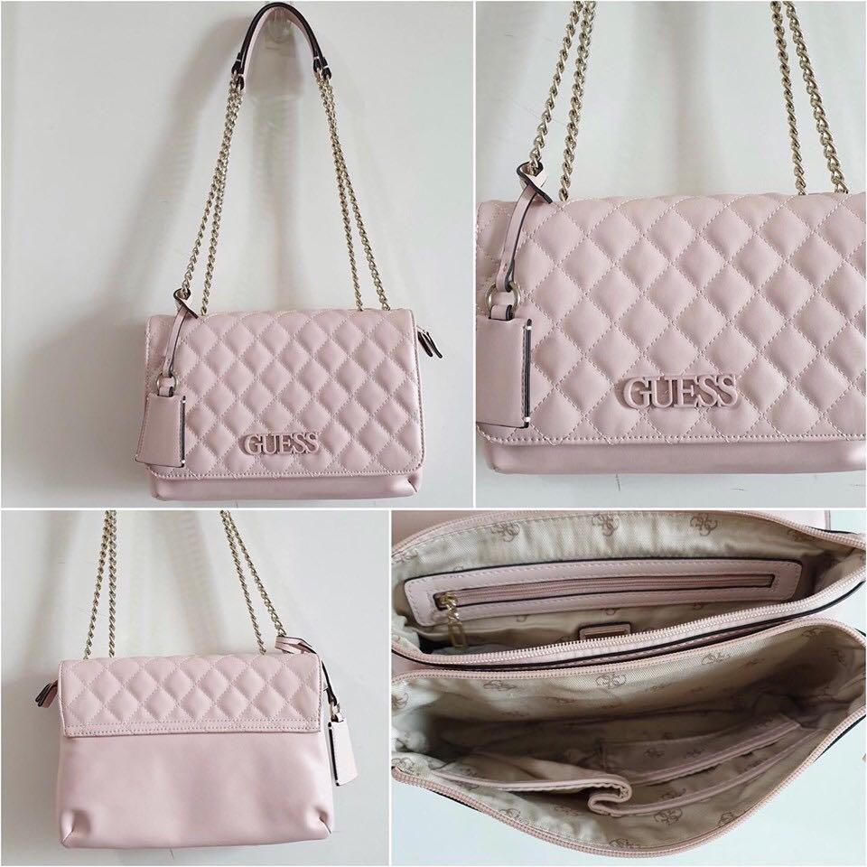 guess pink quilted bag