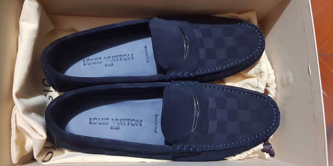 Pre loved Louis Vuitton Damier Graphite Loafers, Men&#39;s Fashion, Footwear, Formal Shoes on Carousell
