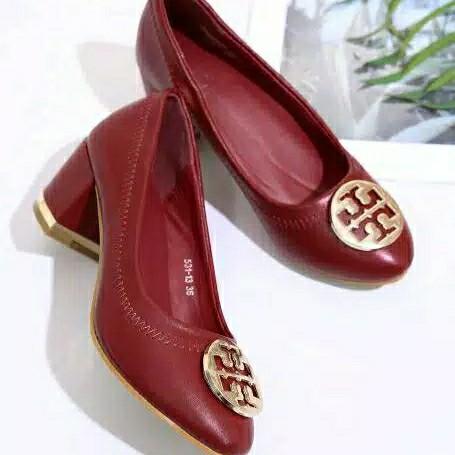 Sepatu Wanita tory burch pump block chunky heels hak tahu premium