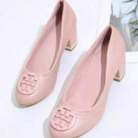 Sepatu Wanita tory burch pump block chunky heels hak tahu premium
