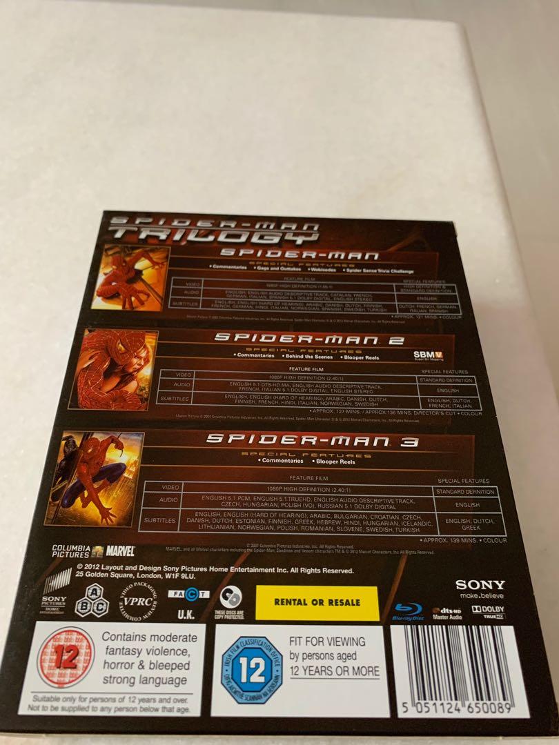 Spider-Man Trilogy (3 Blu Ray Movies), Hobbies & Toys, Music & Media ...