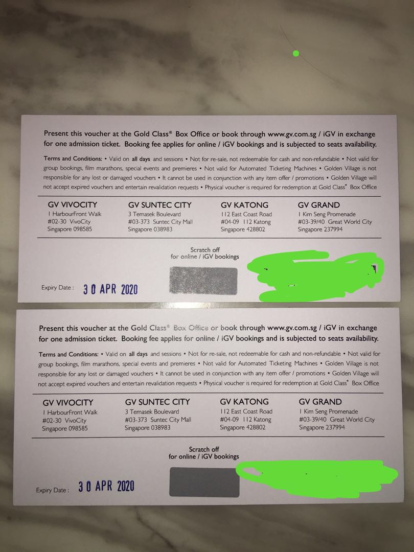 2 X Gv Gold Class Movie Tickets 78 Entertainment Gift Cards Vouchers On Carousell The best bet to avoid these kinds of problems is to purchase movie tickets online ahead of time. carousell