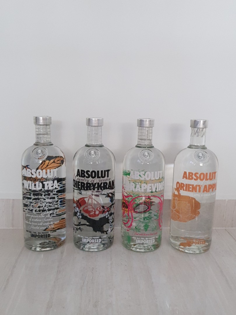 Absolut Wild Tea Cherrykran Grapevine Orient Apple Vodka All 1l Food Drinks Alcoholic Beverages On Carousell
