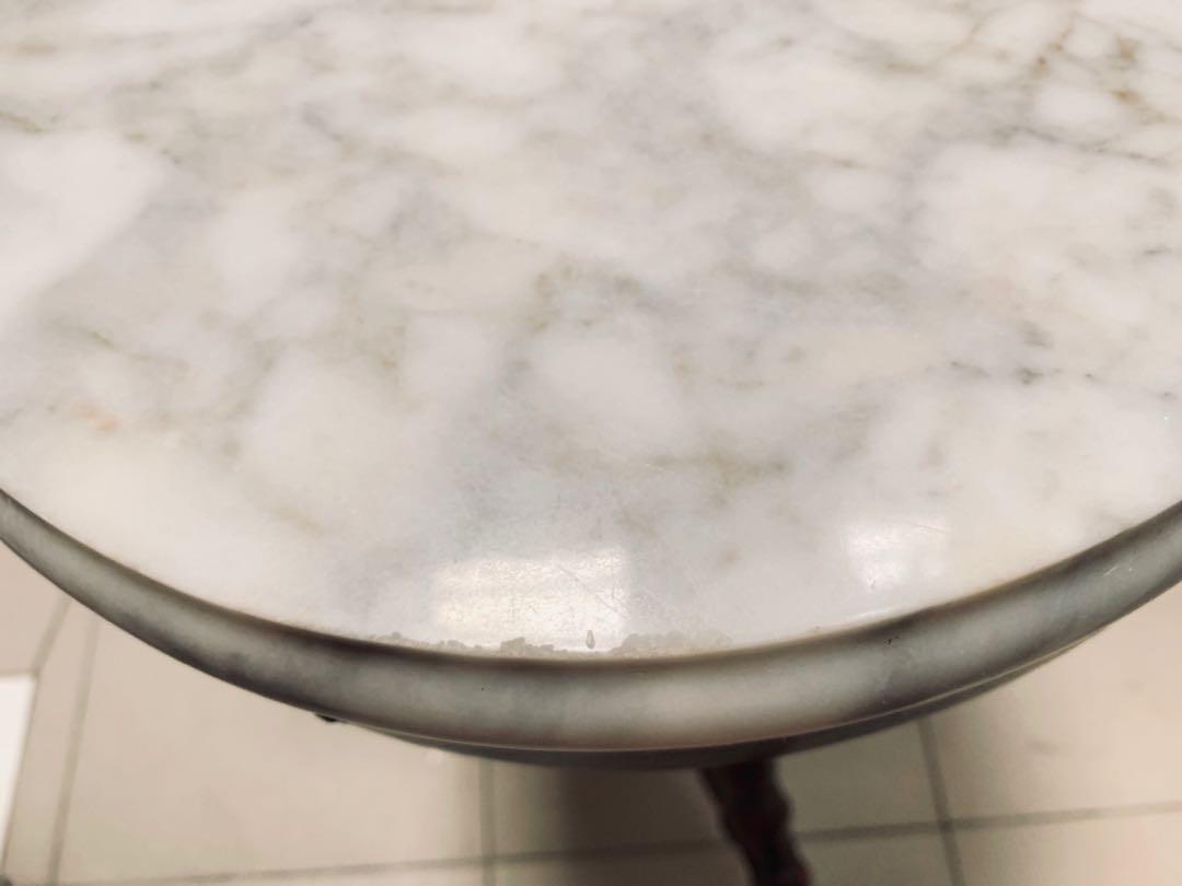 Antique Colonial Marble Top Teak Side Coffee Table Tung Oil