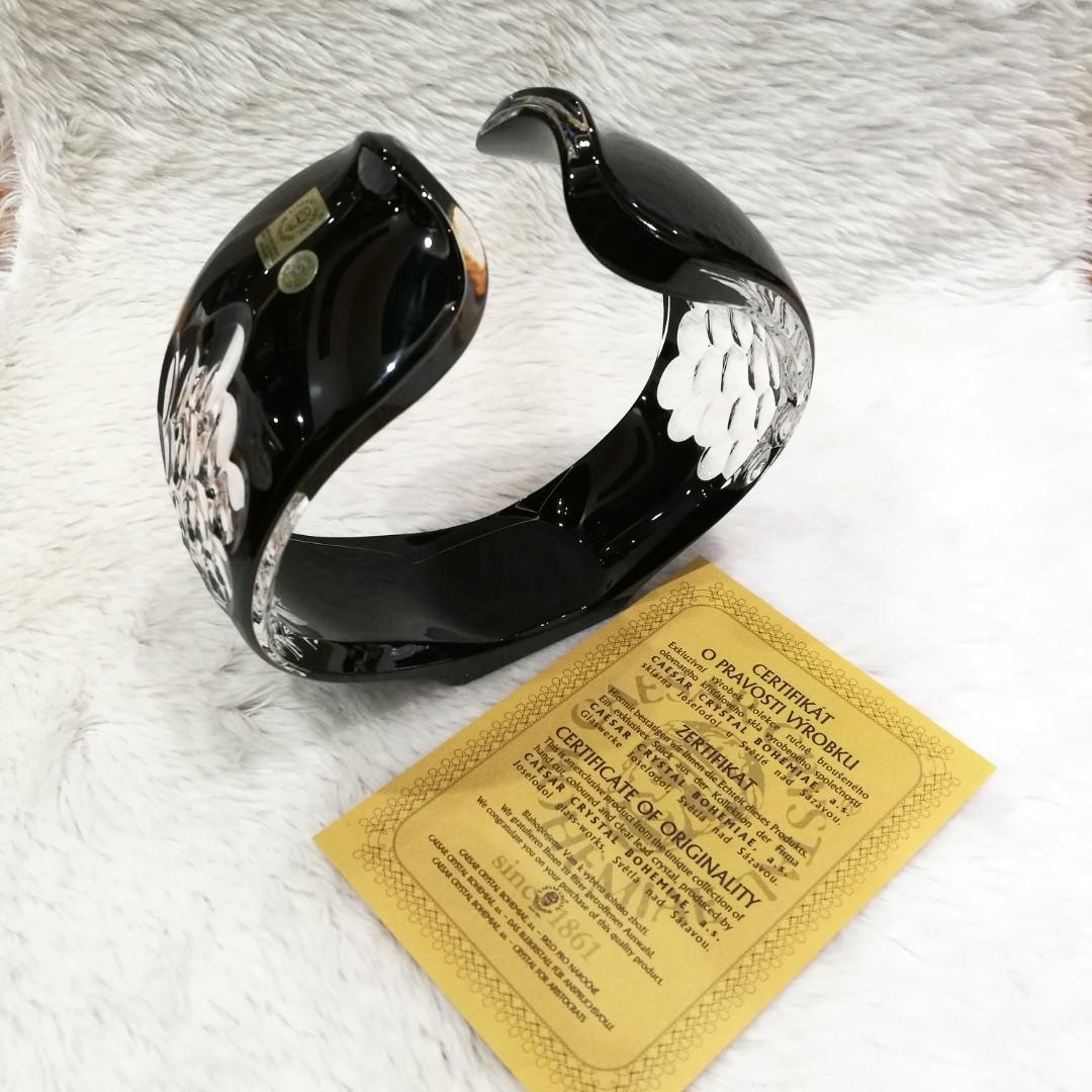 Bohemian Crystal Candle Holder (Black) (Category: Home Improvement Tools & Accessories) located in Taguig. Submitted by metrowalker (Listing ID 244977358, Image 1). Description: Black Bohemian crystal candle holder with a multifaceted window on the side of its wings From Czech Republic.