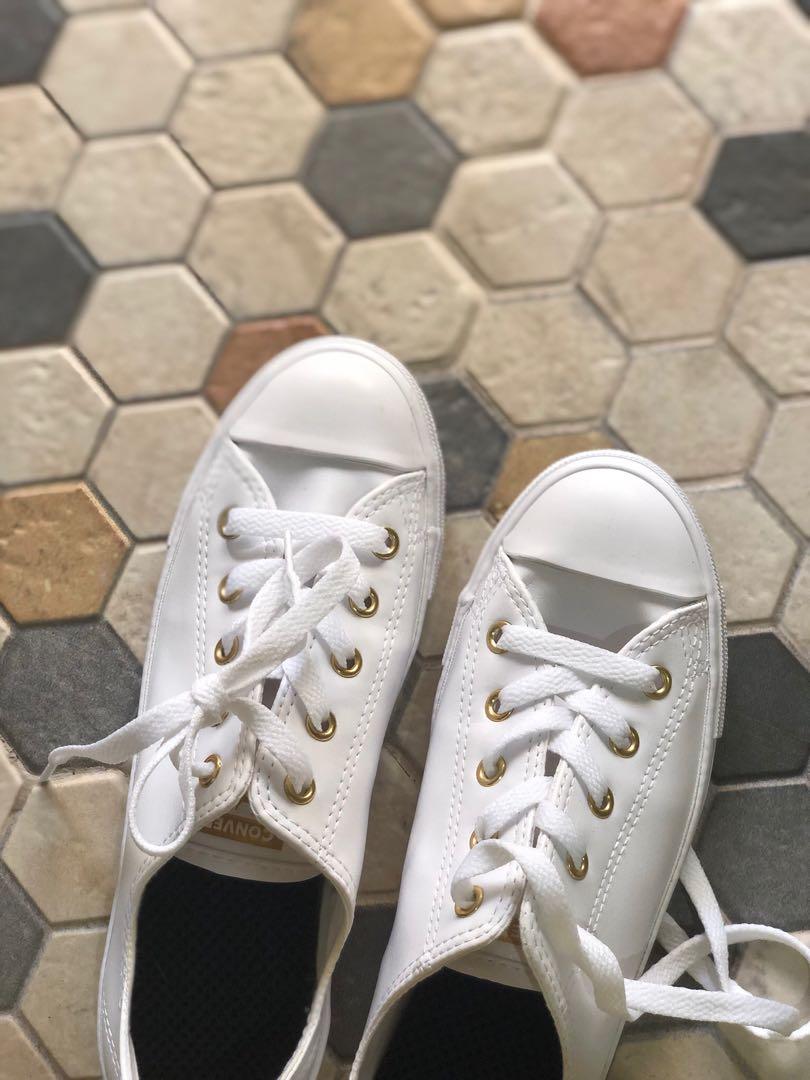 gold studded white converse