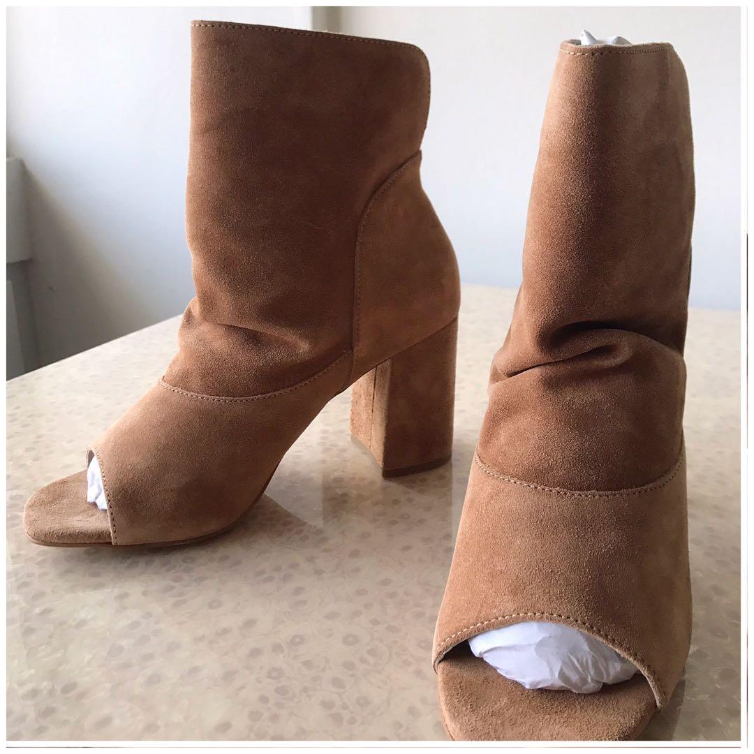 tan leather booties womens