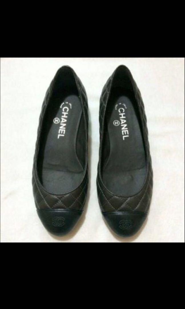 chanel black flat shoes