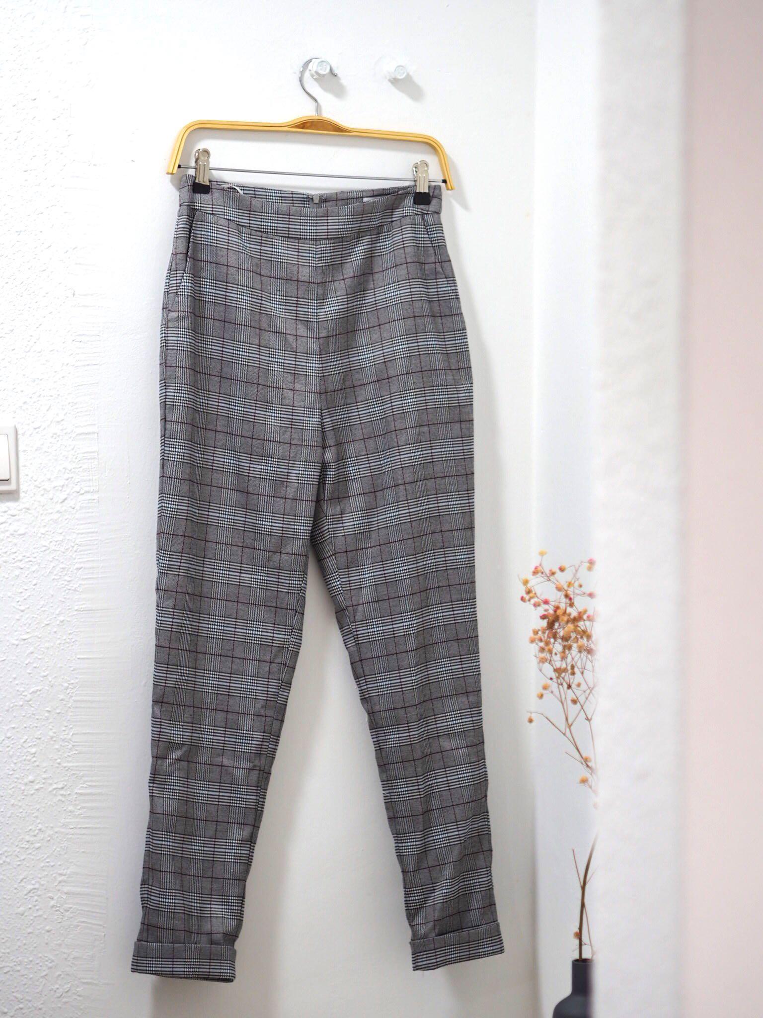 cuffed plaid pants
