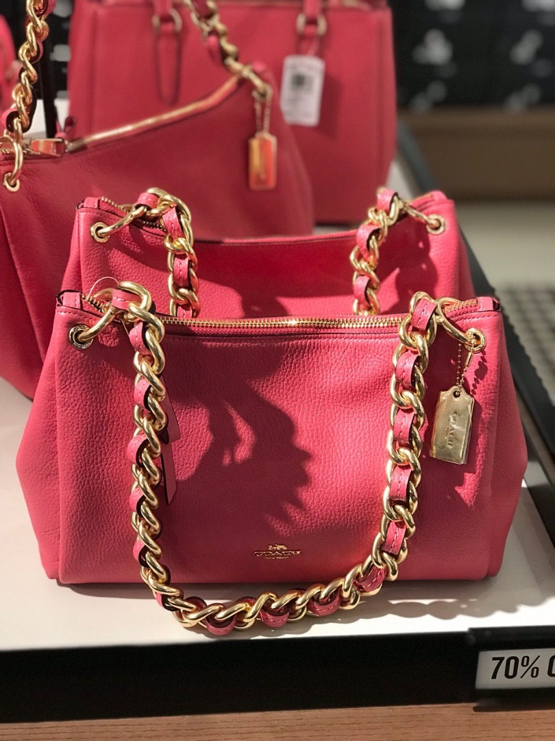 Coach Pink Ruby Chain Small Leather Mia Shoulder Bag, Best Price and  Reviews