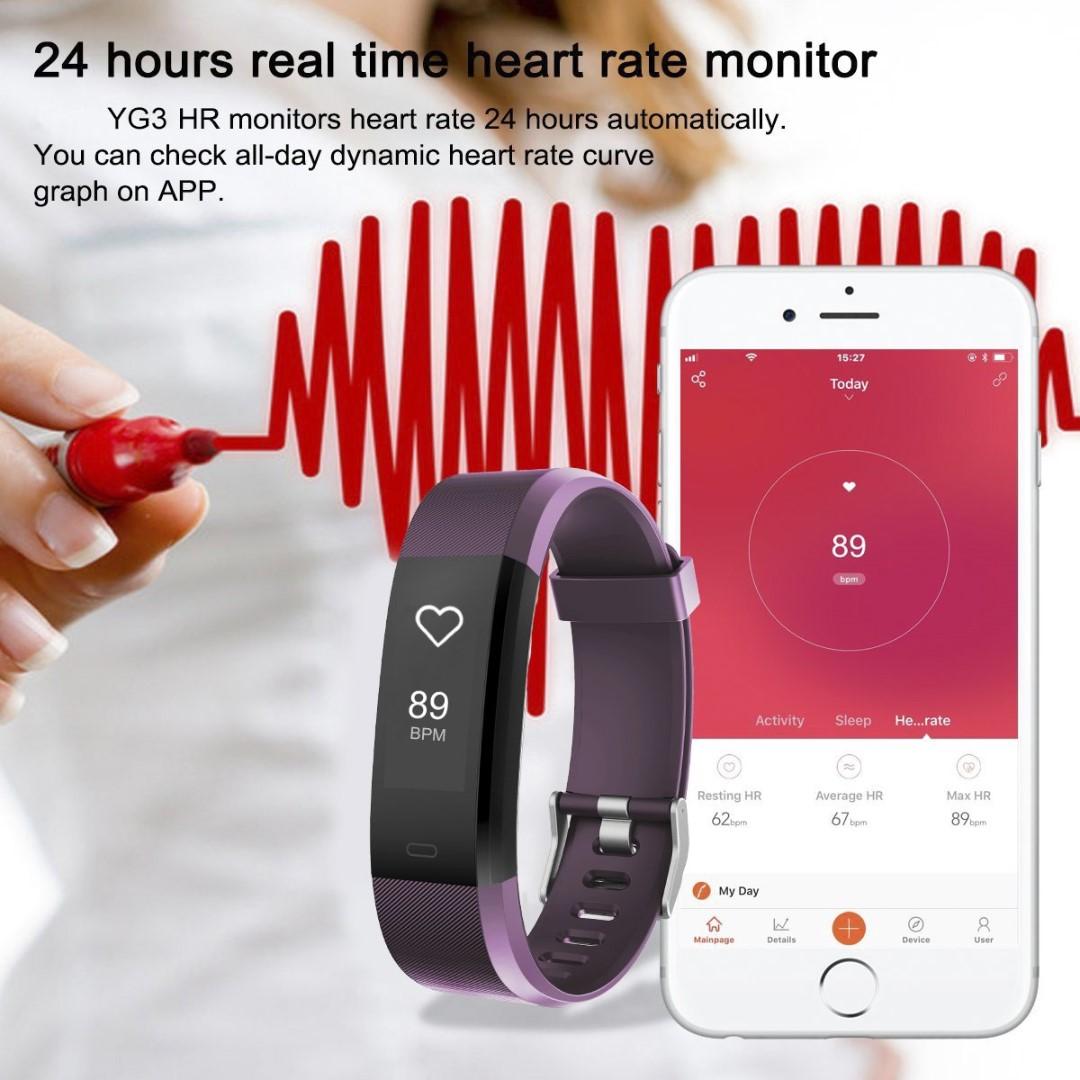 E0067 HOLYHIGH Fitness Watch Fitness Tracker YG3 Plus Activity Tracker Sports Tracker With Heart Rate Monitor Sleep Monitor Step Counter GPS Tracker
