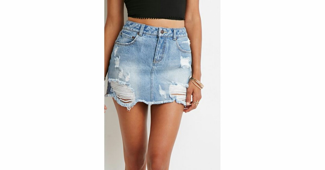 distressed denim skirt