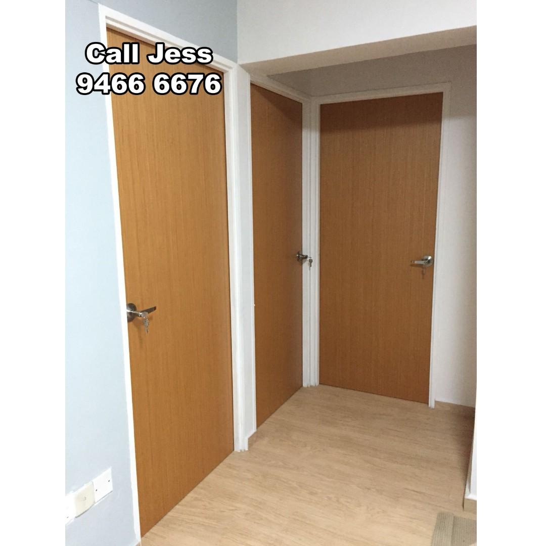 Hdb Laminate Full Solid Wooden Bedroom Door With Lever Handle Lock