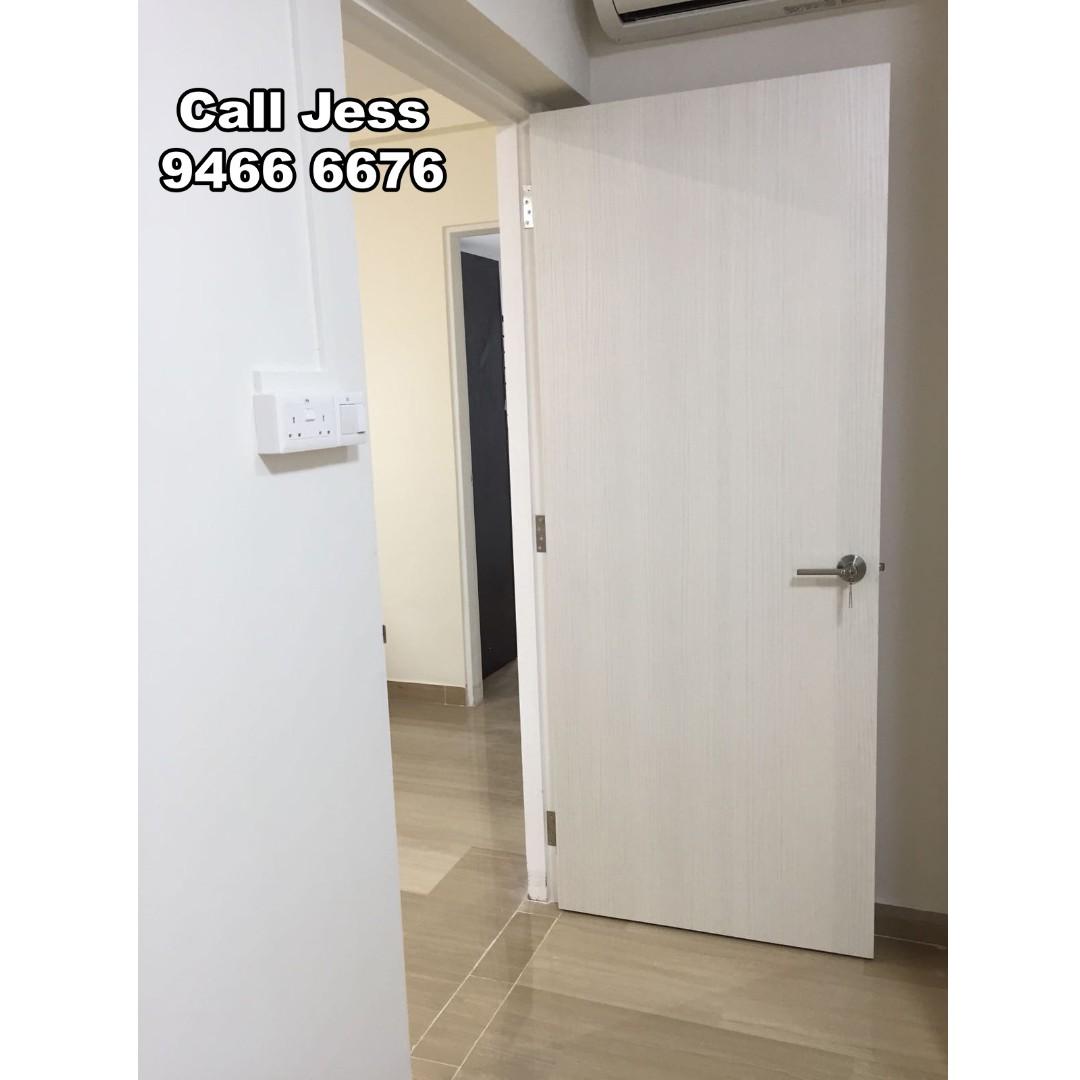 Hdb Laminate Full Solid Wooden Bedroom Door With Lever Handle Lock
