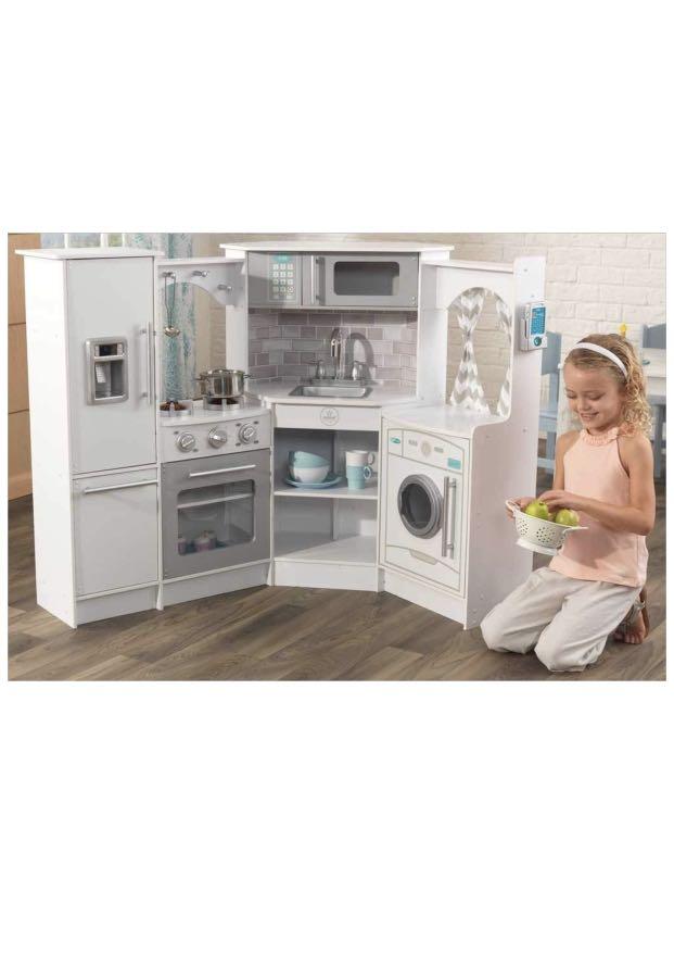 kidkraft ultimate corner play kitchen with lights & sounds white