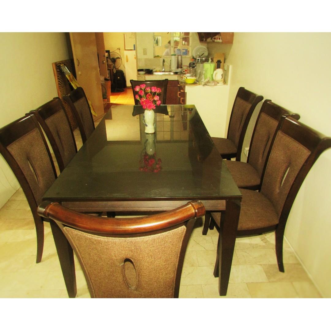 Malaysian Rubber Wood 8 Seater Dining Table Home Furniture Furniture Fixtures Tables Chairs On Carousell