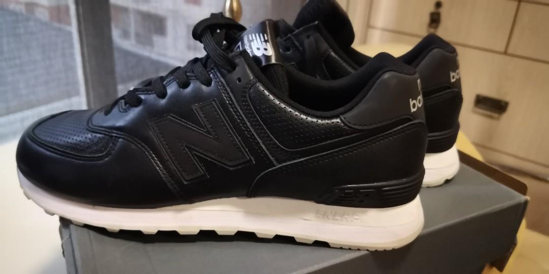 Black leather store 574 new balance