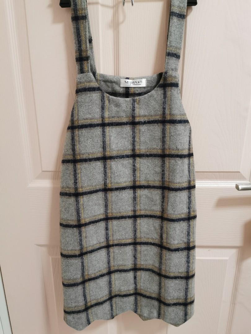 chequered pinafore dress