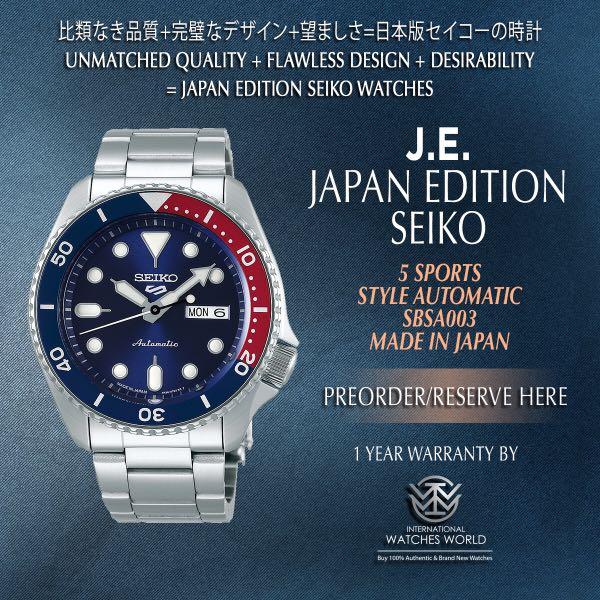 SEIKO JAPAN EDITION 5 SPORTS STYLE AUTOMATIC MADE IN JAPAN PEPSI SBSA003,  Mobile Phones & Gadgets, Wearables & Smart Watches on Carousell