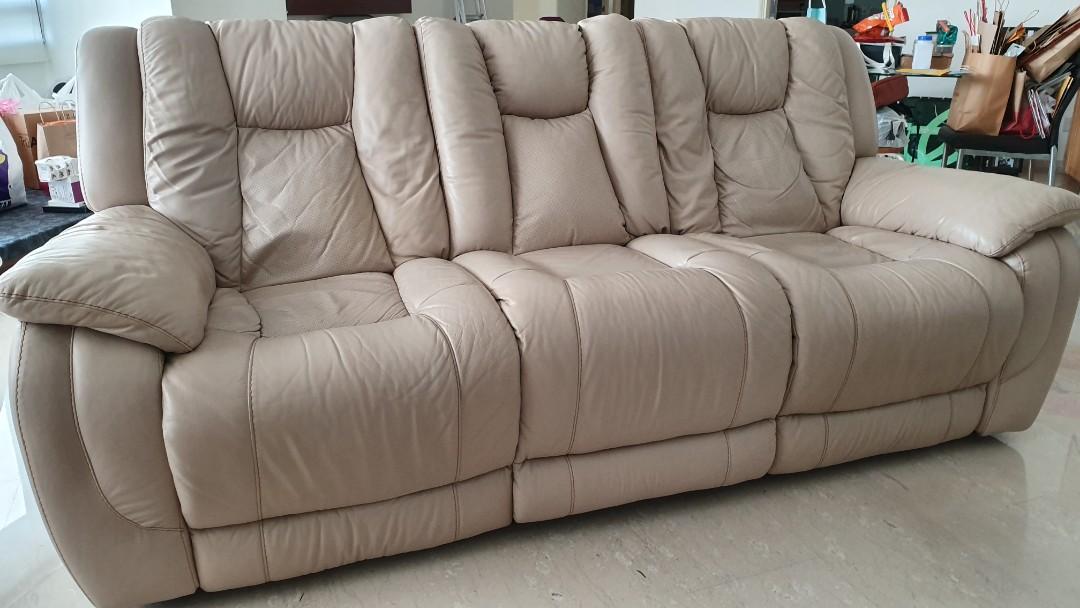 Sofa Recliner Leather 3+2 Seater, Furniture & Home Living, Furniture, Sofas on Carousell