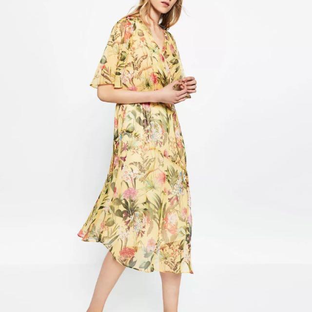 zara yellow floral dress