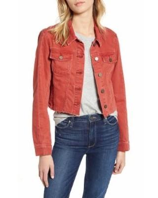 Faded red denim jacket
