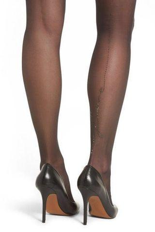 WOLFORD WOMENS LOVE LETTER SWAROVSKI CRYSTAL STOCKINGS