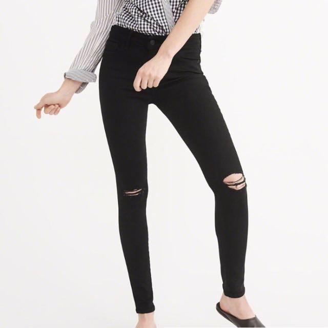 Super Skinny Black Ripped Jeans A\u0026F 
