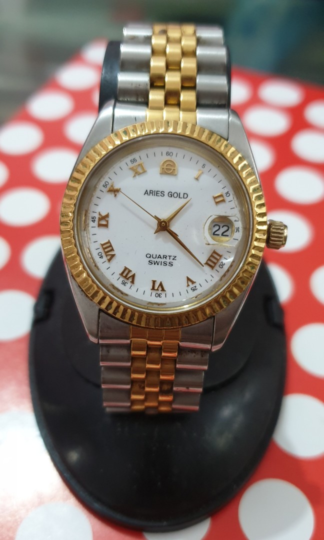 Aries cheap gold watch