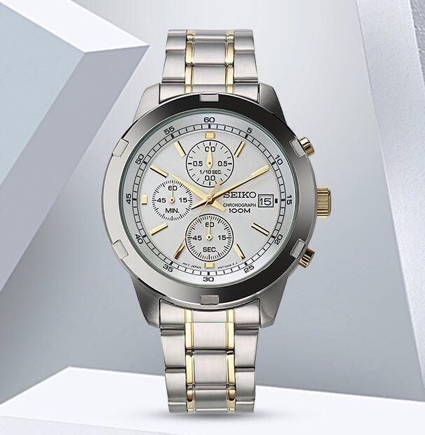 seiko chronograph 100m gold and silver