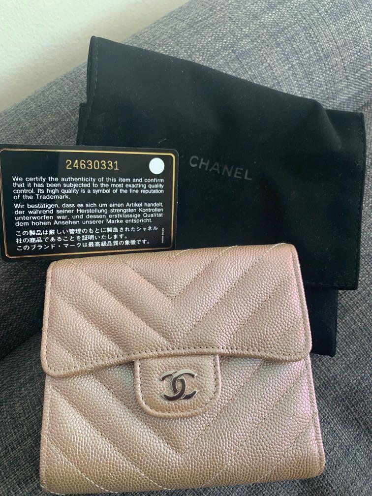 Chanel Rose Gold Iridescent Trifold Wallet On Carousell
