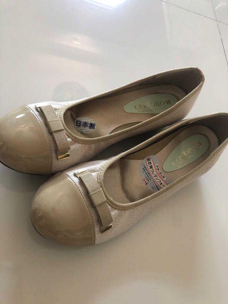 Cocoro Flat Shoes Nude Beige Office 